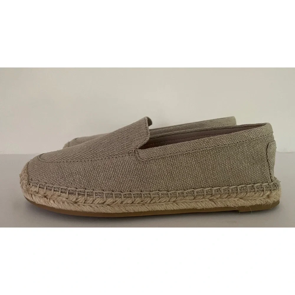 Eileen Fisher Lyla Natural Canvas Espadrille Loafers Beige Slip On Coastal 6.5